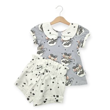 Set aus Kragenshirt und Shorts, Größe 116, Mäuschen